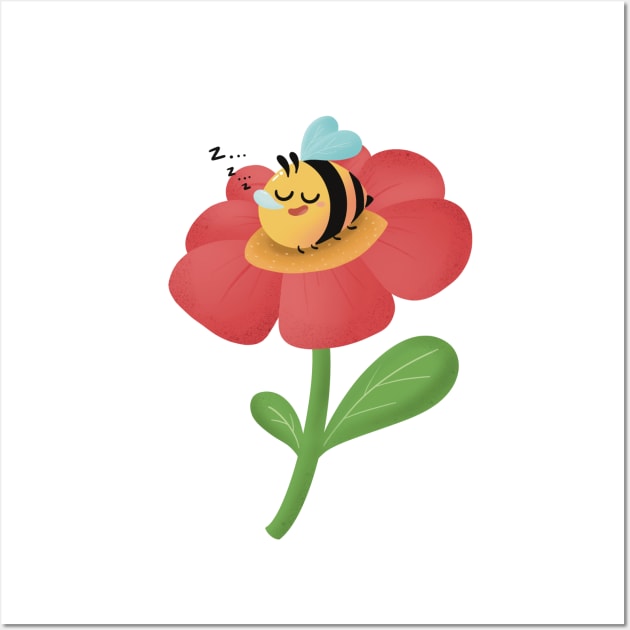 Sleepy bee on flower Wall Art by PhoYoSelf88